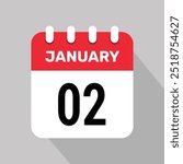 2 january calendar icon vector graphic design