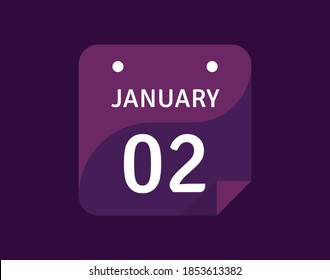 2 January, January 2 icon Single Day Calendar Vector illustration