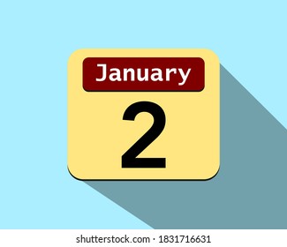 2 January - Vector art of an icon of a calendar