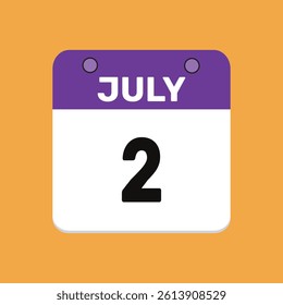 2 july calender icon text page monthly web design.