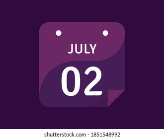 Icono 2 de julio Icono de calendario único día Ilustración de vectores