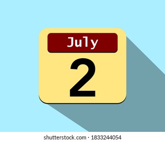 2 July - Vector art of an icon of a calendar