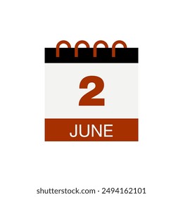 2 june calendar date icon vector eps