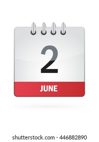 2 June Calendar Icon On White Background