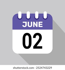 2 june calendar icon vector date graphic design