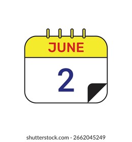 2 june calendar icon vector illustration design