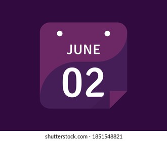 2 June, June 2 icon Single Day Calendar Vector illustration
