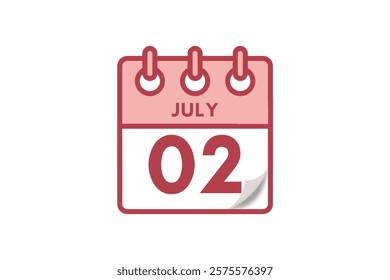 2 June month single day vector, illustration, calendar with maroon, rose and white color background calendar June 2