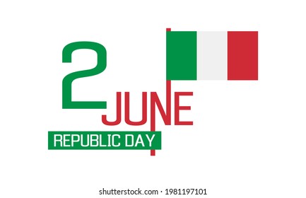 2 june republic day, italian national holiday, vector web banner or social media post template