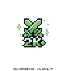 2 k, achievement pixel art icon, crossed swords emblem, number of subscribers, design for logo, web, mobile app. Game tournament. 8-bit. Game assets. Isolated abstract vector illustration.