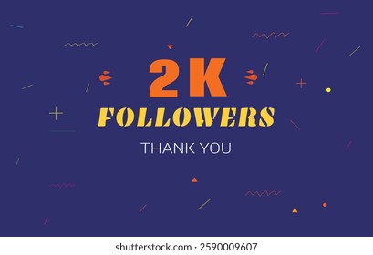 2 k followers thank you. 2000 subscribers vector illustration social media post subscribers