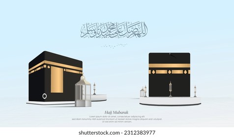 2 Kaaba Designs auf verschiedenen Seiten für Eid Mubarak und hajj Mabrur - Arabische Übersetzungen: (Eid Adha Mubarak)