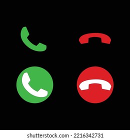 2 kinds of red green phone icon on black background
