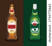 2 Kinds of South African Beer on a Pattern Background 