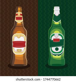 2 Kinds of South African Beer on a Pattern Background 