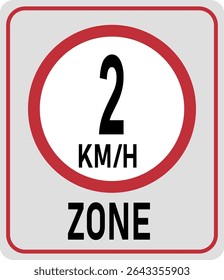 2 km h speed limit zone. Vector illustration