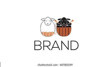 2 Knitting  Sheeps Vector Logo Design