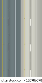 2 lane one way traffic direction highway interstate asphalt and concrete road with United States standard pavement markings