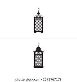 2 Lantern set icon vectors