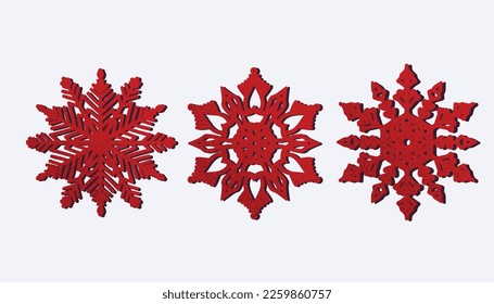 2 layer Christmas red snowflake decoration.