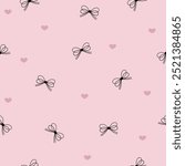 2 layers of  bows and heart  seamless pattern , vector illustration