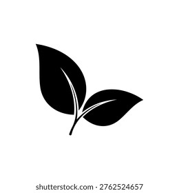 2 leaf silhouette vector flat illustration design. Two leaf icon.