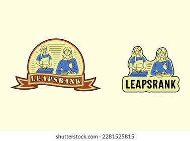 2 leapsrank restaurant logo design