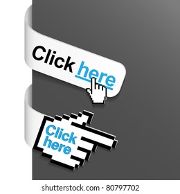 2 left side signs - Click here. Vector illustration.