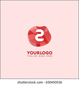2 letter abstract red stone and diamond logo symbol. Isometric circle line logotype fashion. Brand identity for your business
