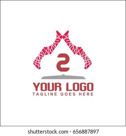 2 letter abstract trendy multicolored logo design element. Visual brand identity for business company 