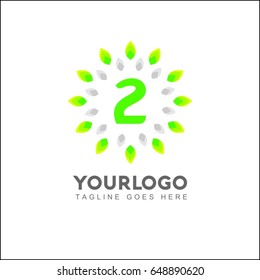 2 Letter Circle Leaf Logo Design Template Element. Herbal Brand Identity.