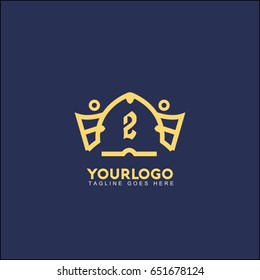 2 letter creative king crown logo. Royal Palace Vector illustration.