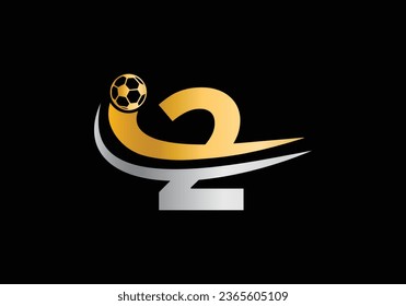 2 Letter with Football Sports Logo Template Design. For Football Club Symbol Vector Template