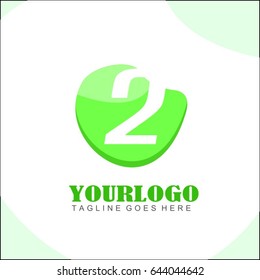 2 letter green circle logo. Simple brand identity health, food, tech, eco & friendly for your business