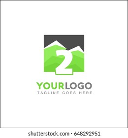 2 Letter Green Forest. Minimal and Modern Mountain Logo.