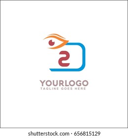2 letter initial with eyes logo in orange & blue color