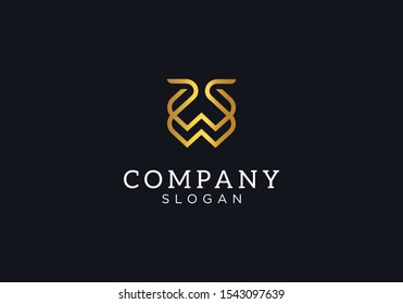 2 letter logo W (ww logo) which is very elegant and stylish. has a luxurious color that is gold. editable and easy to custom