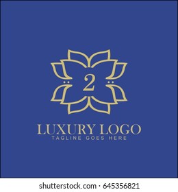 2 letter. Luxury logo template flourishes calligraphic elegant ornament lines. Business sign, identity for Restaurant, Royalty, Boutique, Hotel, Jewelry, Fashion and other vector illustration