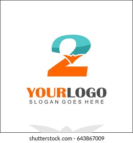 2 letter orange bird design logo in blue color. Branding identity for Finance, Accountancy, Law, Hotel, Tech, Bank