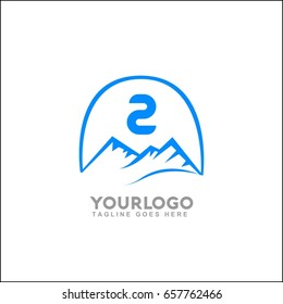 2 letter vector mountains emblem identity. Outdoor activity symbol. Adventure or sport logo badge. Vector illustration