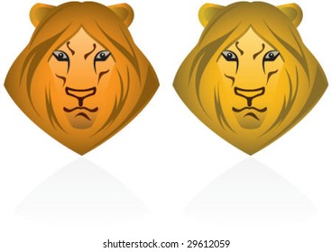 2 lion head in yellow and orange colors