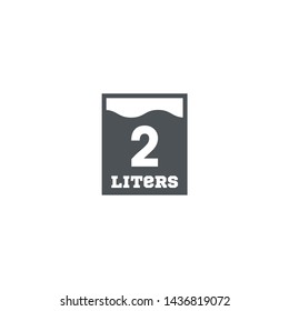 2 Liters l sign (l-mark) estimated volumes milliliters (ml) Vector symbol packaging, labels used for prepacked foods, drinks different liters and milliliters. 2 litre vol single icon isolated on white