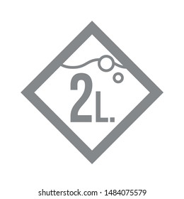 2 Liters l sign (l-mark) estimated volumes milliliters (ml) Vector symbol packaging, labels used for prepacked foods, drinks different liters and milliliters. 2 litre vol single icon isolated on white