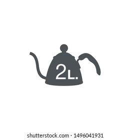 2 Liters l sign (l-mark) estimated volumes milliliters (ml) Vector symbol packaging, labels used for prepacked foods, drinks different liters and milliliters. 2 litre vol single icon isolated on white