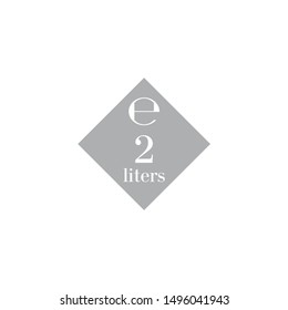 2 Liters l sign (l-mark) estimated volumes milliliters (ml) Vector symbol packaging, labels used for prepacked foods, drinks different liters and milliliters. 2 litre vol single icon isolated on white