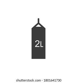 2 Liters l sign (l-mark) estimated volume in Liters. Vector packaging symbol