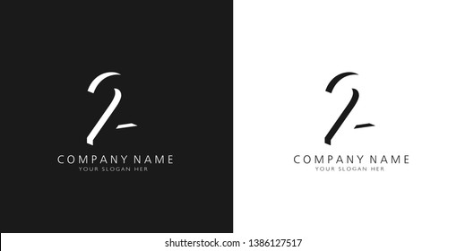 2 logo numbers modern black and white design	