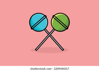 2 Ilustración del icono vectorial del Candy de Lollipops. Diseño de iconos de objetos de alimentos. Bonbón, repostería, dulces, dulces, dulces, jawbreaker, carne dulce, objeto de comida, caramelos coloridos, comida Sucker, Sucker.