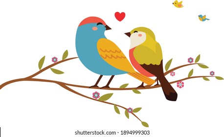 2 Love Birds on a branch