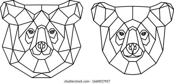 2 low poly vector bear set
